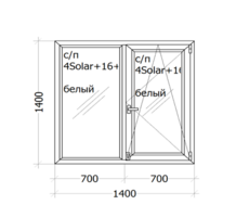 Окно Veka Softline_82 ( семикамерный профиль) 1400 x 1400 мм с/п 4Solar+16+4б+16+4и(АКЦИЯ)